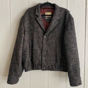 Vtg 1970s/80s Berman’s Leather Experts 100% Pure New Wool Bomber HEAVY Jacket XL